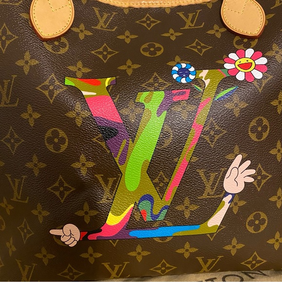 ‼️SOLD‼️LOUIS VUITTON x Takashi Murakami Monogram LV Hands MOCA Neverfull MM - Picture 2 of 10
